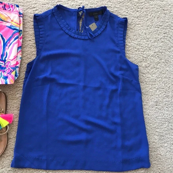 J. Crew Drapey Ruffle Trim Top - Picture 2 of 5